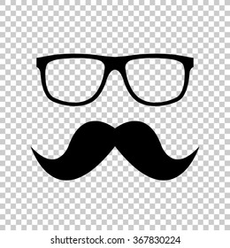 Nerd glasses and mustaches -  black vector icon