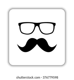 Nerd glasses and mustaches  - black vector icon