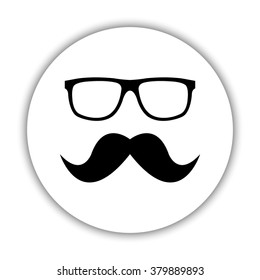 Nerd glasses and mustaches -  black vector icon
