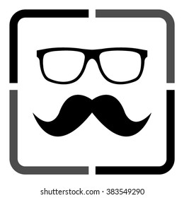 Nerd glasses and mustaches  - black vector icon