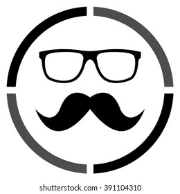 Nerd glasses and mustaches  - black vector icon