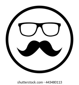 Nerd glasses and mustaches  - black vector icon