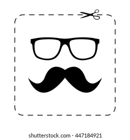 Nerd glasses and mustaches -  black vector icon
