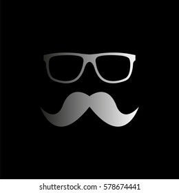 Nerd glasses and mustaches -  black vector icon