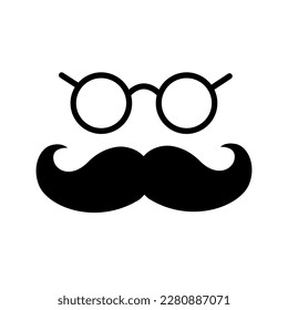 Nerd glasses and mustaches icon black vector icon isolated on white