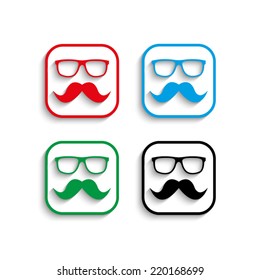 Nerd glasses and mustaches with shadow  icon 