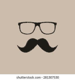 Nerd glasses and mustaches  - vector icon