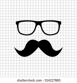 Nerd glasses and mustaches - vector icon