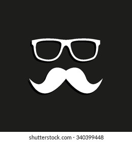 Nerd glasses and mustaches - vector icon