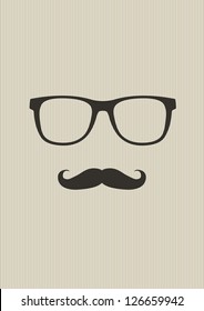 Nerd glasses and mustaches. Vector Illustration