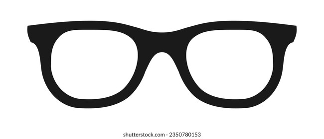 Gafas de nerd con fondo blanco. Icono de espectáculos geek. Marco de gafas negras de moda. Elemento de diseño gráfico. Accesorio de moda para personajes. La plantilla de anteojos moderna es plana. Ilustración vectorial. 