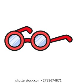 Gafas de nerd con lentes gruesas estudiante científico. Gafas accesorias para la corrección de la visión. Sombras acariciadas futuristas y resalta el Vector aislado en el fondo blanco