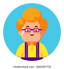 Nerd guy avatar. People avatar with circle background. Can be used as icons, user profile photos, and others. Profession and job avatar with man gender.