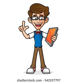Nerd Guy Playing Gadget