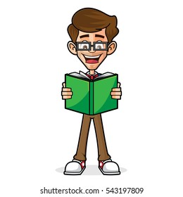 Nerd Guy Reading Book