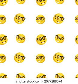 Nerd Icon Emoji Pattern. Greek Seamless Background Symbols. Doodle Emoticon Illustration Design Vector.