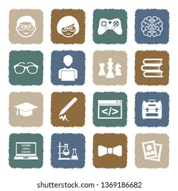Nerd Icons. Grunge Color Flat Design. Vector Illustration. 