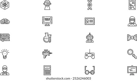Ícones de nerd Coleção de ícones vetoriais de alta qualidade com traçado editável. Ideal para projetos profissionais e criativos.