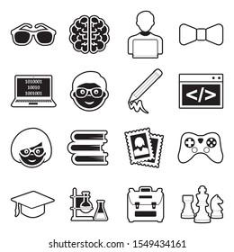 Nerd Icons. Line With Fill Design. Vector Illustration.