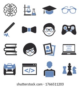 Nerd Icons. Two Tone Flat Design. Vector Illustration.
