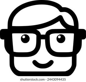 Icono de contorno de emoticono de estudiante nerd. signo de estilo lineal para concepto y signo móvil, símbolo, vector, arte