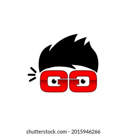 Nerd logo vector with hair