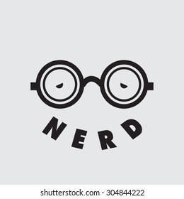 Nerd Logo. Vector illustration of glasses nerd style.