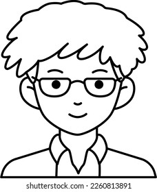 Nerd man Junge Avatar Benutzer Menschen lockere Frisur Line Style