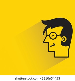 nerd man character with shadow on yellow background