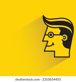 nerd man character with shadow on yellow background