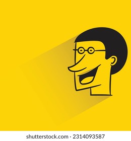 nerd man character with shadow on yellow background