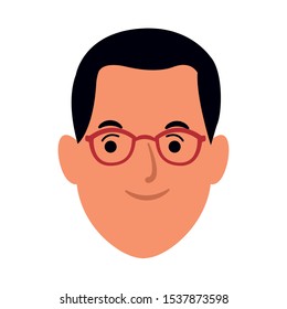 nerd man face cartoon icon over white background, vector illustration