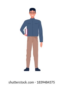 nerd man perfectly imperfect character icon vector illustration design