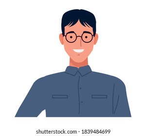 nerd man perfectly imperfect character icon vector illustration design