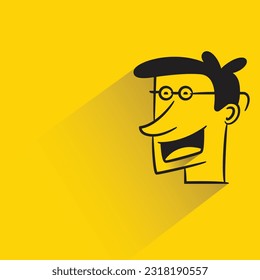 nerd man with shadow on yellow background