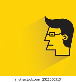 nerd man with shadow on yellow background