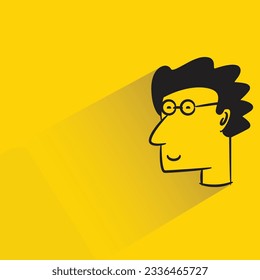 nerd man with shadow on yellow background