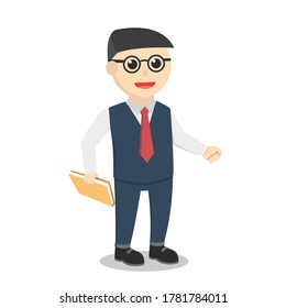 nerd office hold book  design character on white background