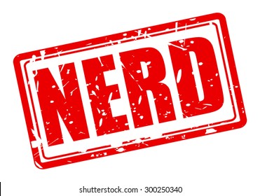 Nerd red stamp text on white