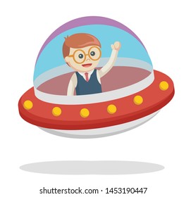 Nerd Riding UFO, job info vector illustration