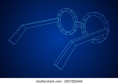 Nerd Round Retro Glasses. Wireframe low poly mesh vector illustration.