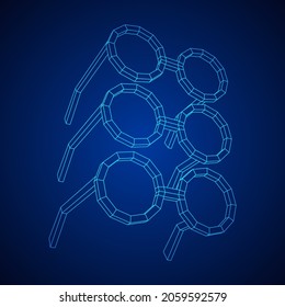 Nerd Round Retro Glasses. Wireframe low poly mesh vector illustration.