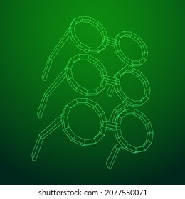 Nerd Round Retro Glasses. Wireframe low poly mesh vector illustration.