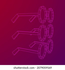 Gafas Retro Redondas Nerd. Ilustración vectorial de malla baja de malla de malla de alambre.