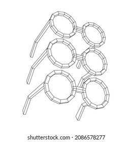 Nerd Round Retro Glasses. Wireframe low poly mesh vector illustration.