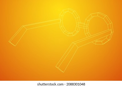 Nerd Round Retro Glasses. Wireframe low poly mesh vector illustration.