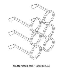 Nerd Round Retro Glasses. Wireframe low poly mesh vector illustration.