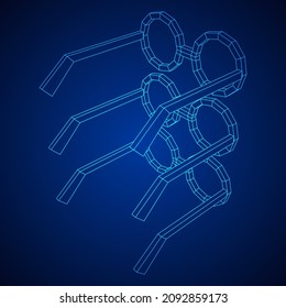 Nerd Round Retro Glasses. Wireframe low poly mesh vector illustration.