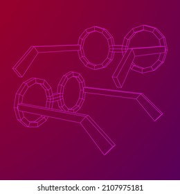 Nerd Round Retro Glasses. Wireframe low poly mesh vector illustration.