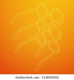 Nerd Round Retro Glasses. Wireframe low poly mesh vector illustration.
